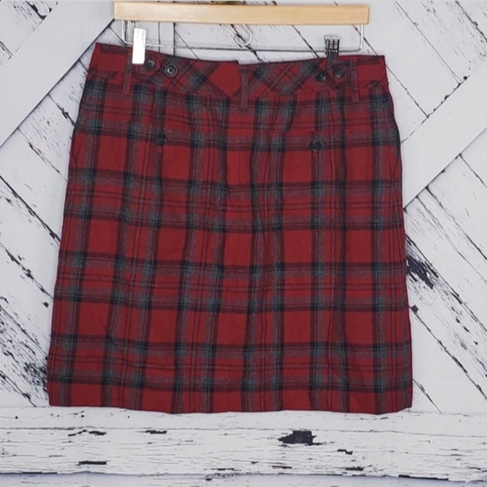 Eddie Bauer Plaid Wool Skirt 10P